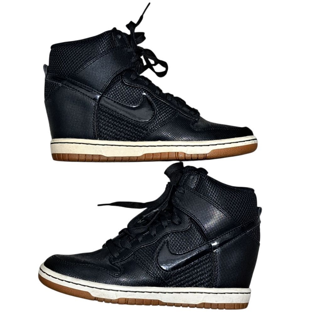 Nike Women's Black Wedge Sneakers with Gum Sole